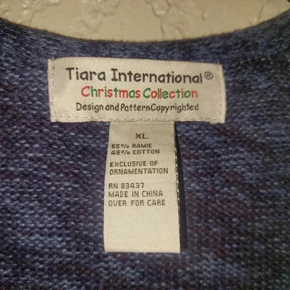 Tiara International Christmas Sweater Vest Santa Flying Reindeer Size XL - Picture 6 of 8